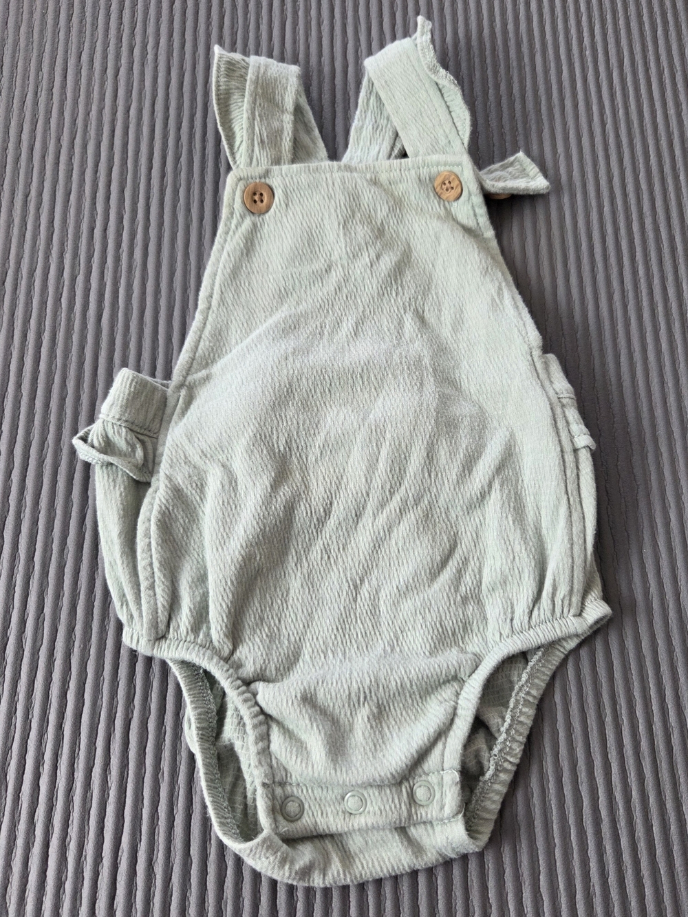 Carter's Sage Green Baby Romper Overalls with Button Accents And Snaps 12 Months